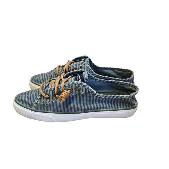 Olive Green Striped Sperry Topsiders size 9 - Picture 5 of 8